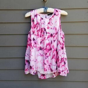 Apt 9 Pink White Pleated Lined Sheer Pop Top size Medium